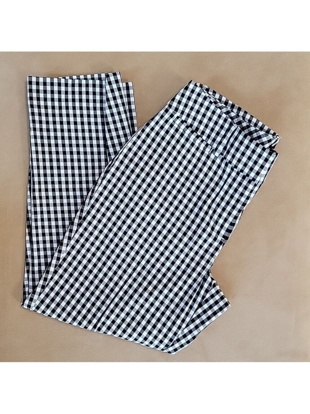 Ann Taylor Factory Black/White Vichy Gingham Checked Ankle Pants Size 8 EUC - Picture 3 of 13